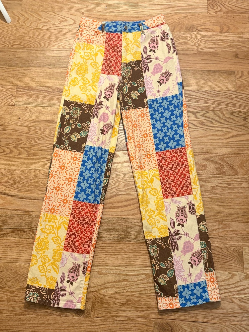 Whimsica Colorful "Patchwork" Straight-Leg Jeans